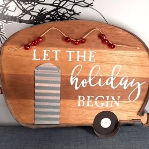 Christmas Camper Wall Art Hanging Jingle Bells Let The Holiday Begin Wood Metal